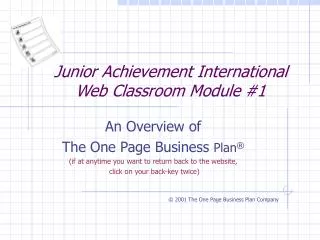 Junior Achievement International Web Classroom Module #1