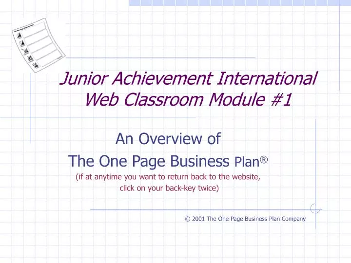 junior achievement international web classroom module 1