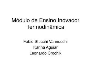 m dulo de ensino inovador termodin mica