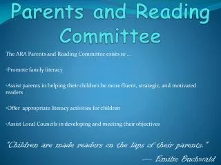 Parents and Reading Committee