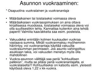 asunnon vuokraaminen