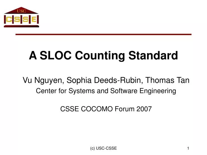 a sloc counting standard