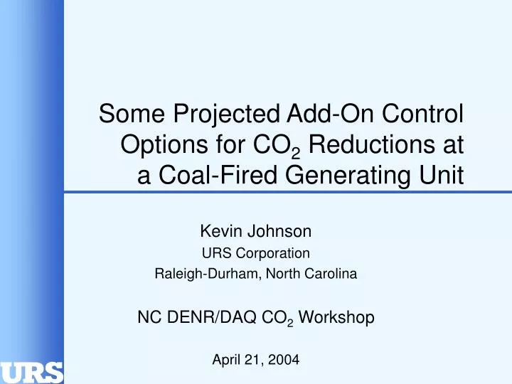 some projected add on control options for co 2 reductions at a coal fired generating unit