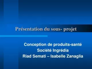 Présentation du sous- projet