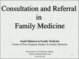 Consultation and Referral in Family Medicine