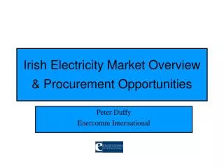 Irish Electricity Market Overview &amp; Procurement Opportunities