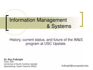 Information Management 				&amp; Systems