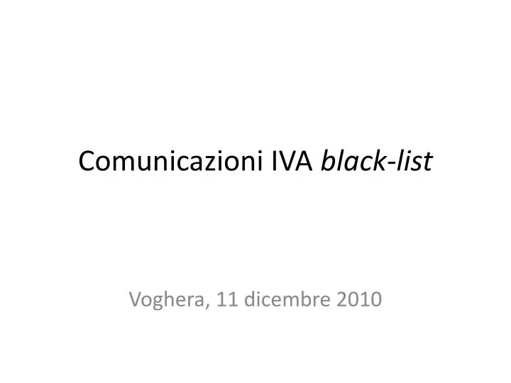 comunicazioni iva black list