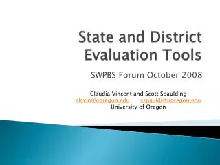 State and District Evaluation Tools