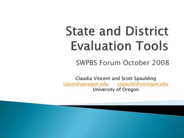 state and district evaluation tools