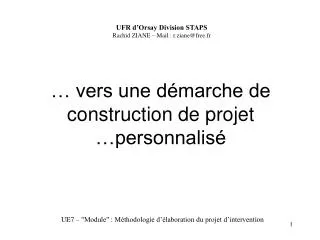 vers une d marche de construction de projet personnalis