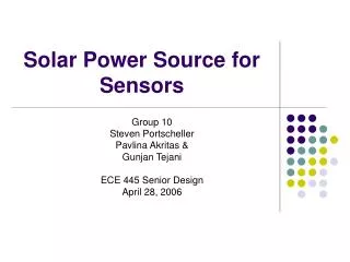 Solar Power Source for Sensors
