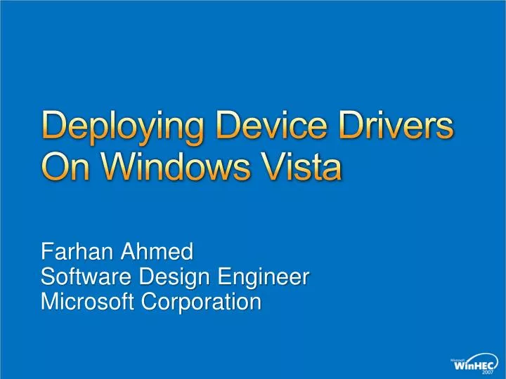 deploying device drivers on windows vista