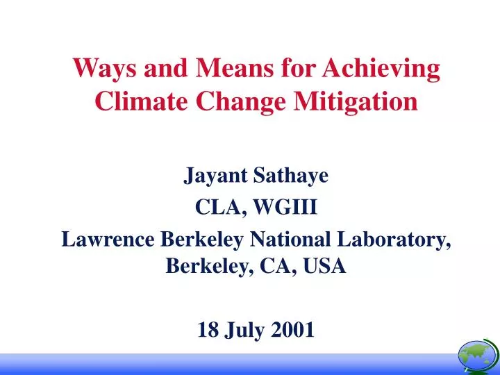 ways and means for achieving climate change mitigation