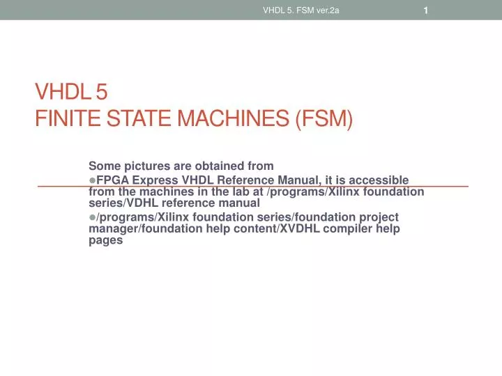 vhdl 5 finite state machines fsm