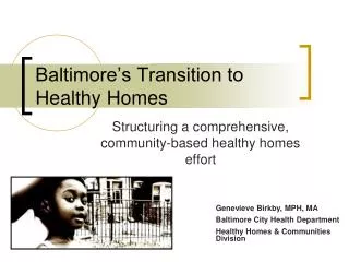 Baltimore’s Transition to Healthy Homes