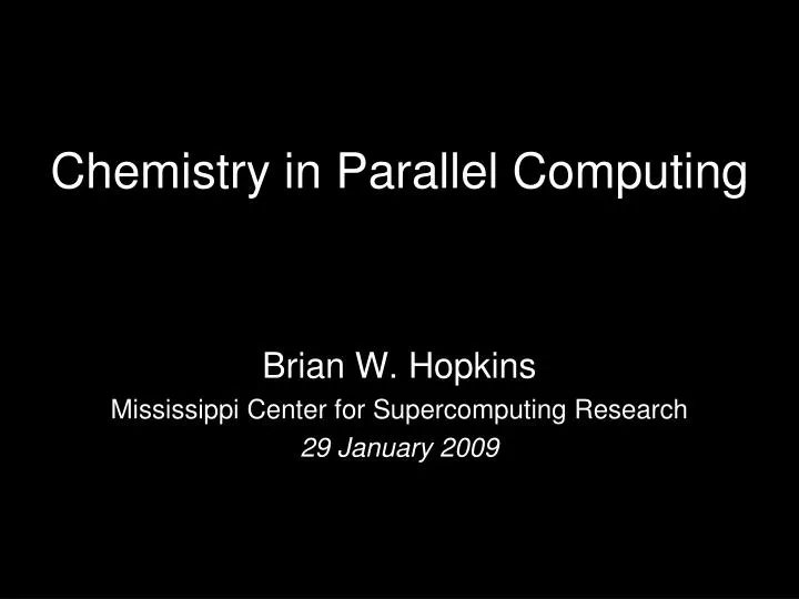 chemistry in parallel computing