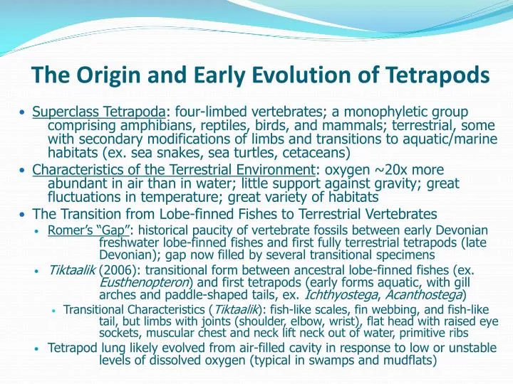 the origin and early evolution of tetrapods