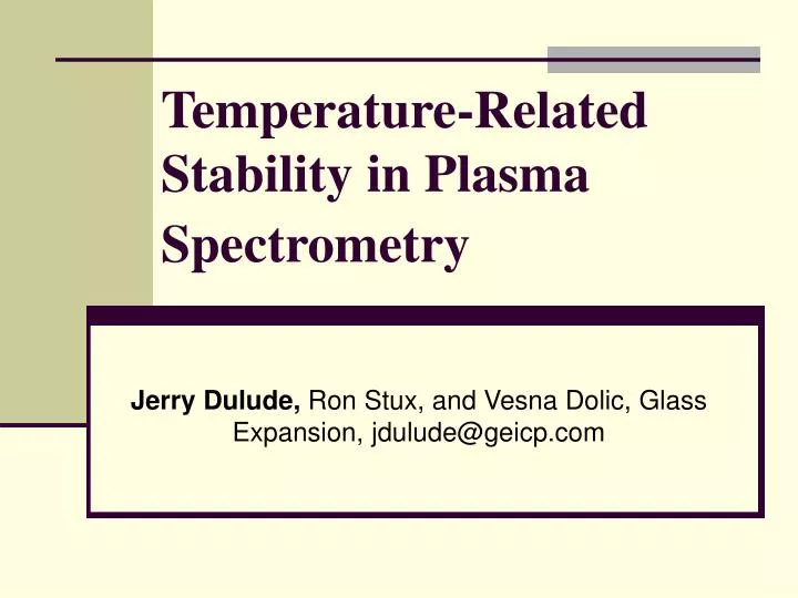 temperature related stability in plasma spectrometry