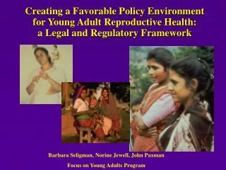 Creating a Favorable Policy Environment for Young Adult Reproductive Health: a Legal and Regulatory Framework