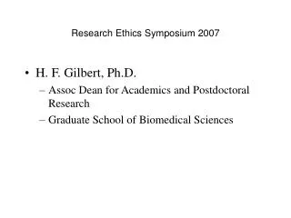 Research Ethics Symposium 2007