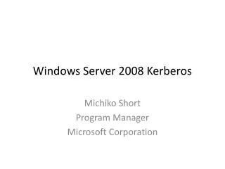 Windows Server 2008 Kerberos