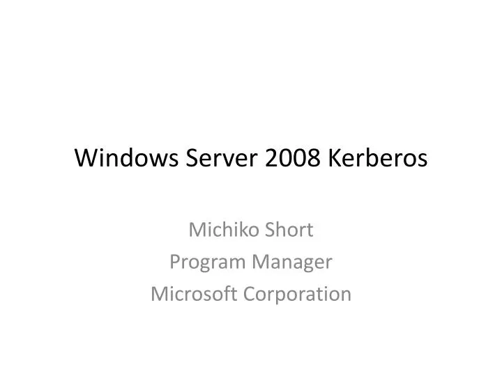 windows server 2008 kerberos