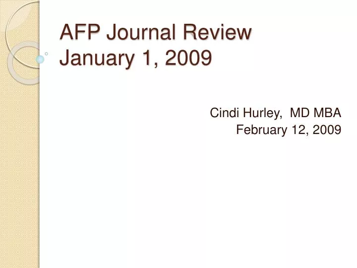 afp journal review january 1 2009