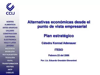 Alternativas económicas desde el punto de vista empresarial Plan estratégico Cátedra Konrad Adenauer ITESO Febrero 23