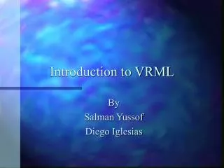 Introduction to VRML