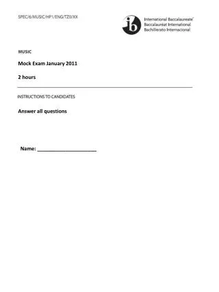 Mock Exam January 2011 2 hours Answer all questions