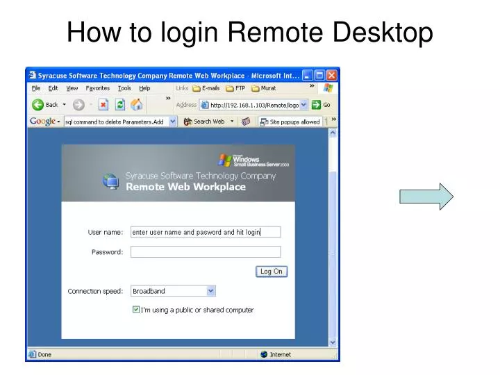 how to login remote desktop