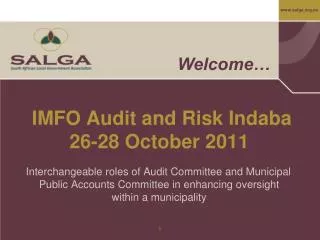 IMFO Audit and Risk Indaba 26-28 October 2011