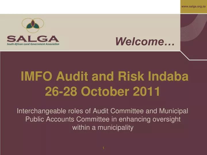 imfo audit and risk indaba 26 28 october 2011