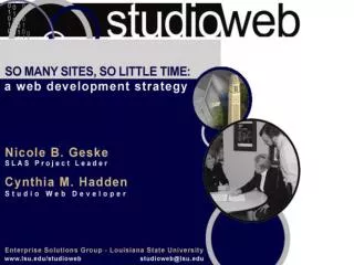 Studio Web is not . . .