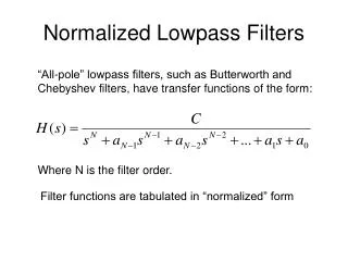 Normalized Lowpass Filters