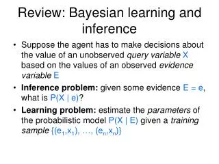 Review: Bayesian learning and inference