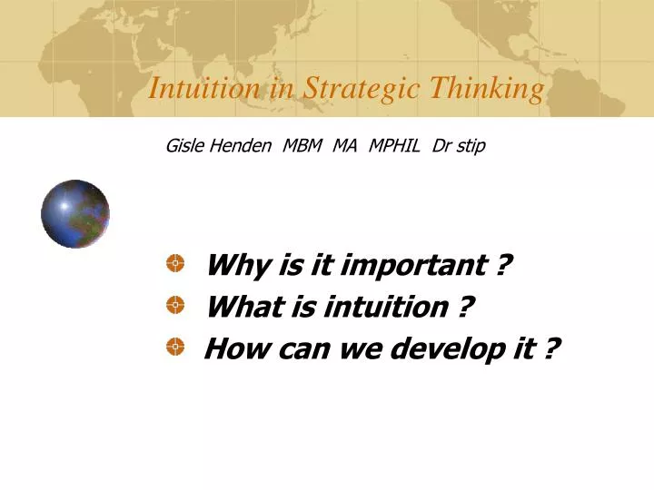 intuition in strategic thinking
