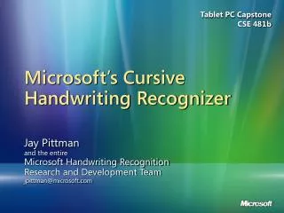 Microsoft’s Cursive Handwriting Recognizer