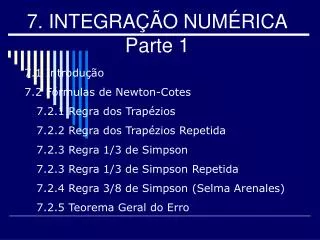 7. INTEGRAÇÃO NUMÉRICA Parte 1