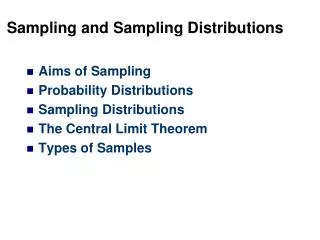 Sampling and Sampling Distributions