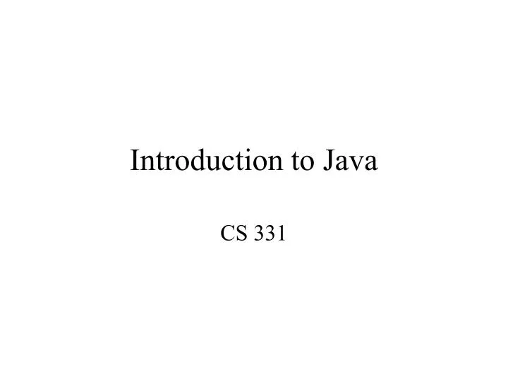 introduction to java