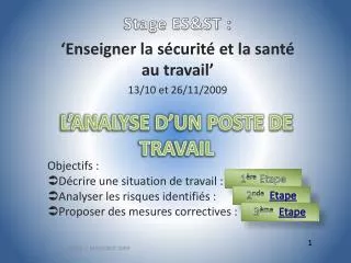 L’ANALYSE D’UN POSTE DE TRAVAIL