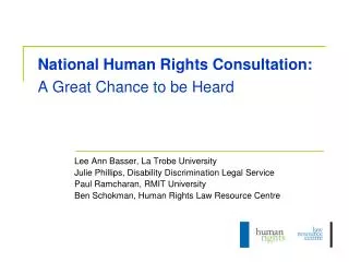 National Human Rights Consultation: A Great Chance to be Heard