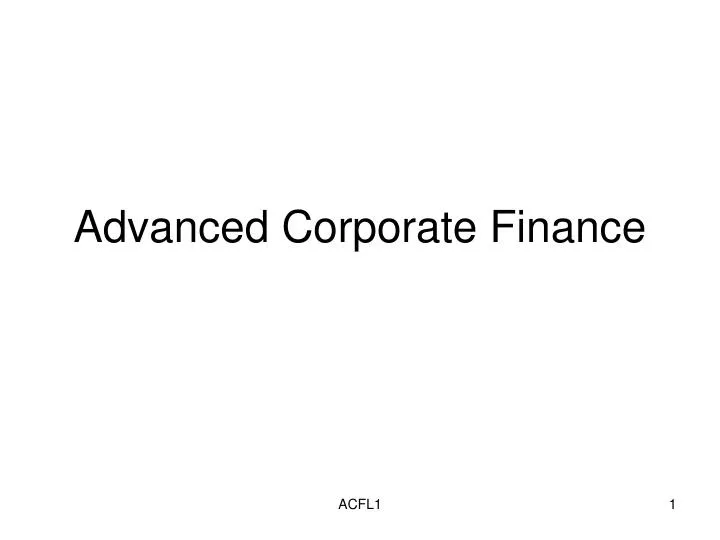 advanced corporate finance