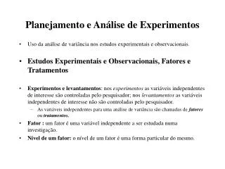 Planejamento e Análise de Experimentos