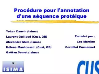 proc dure pour l annotation d une s quence prot ique