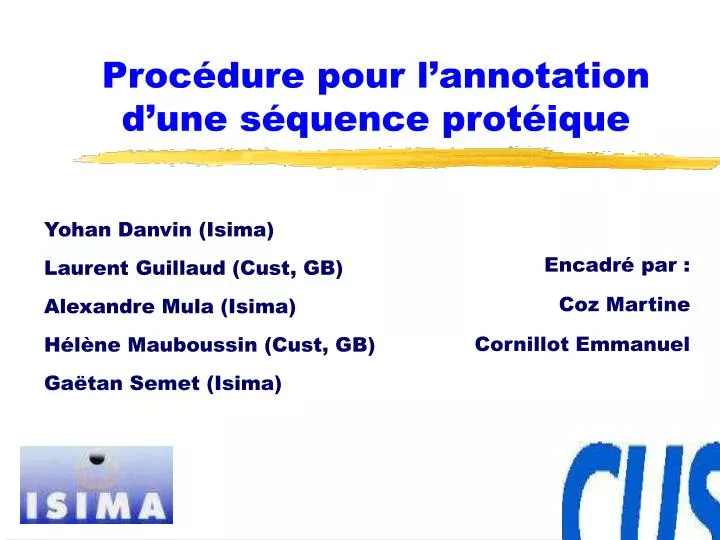 proc dure pour l annotation d une s quence prot ique