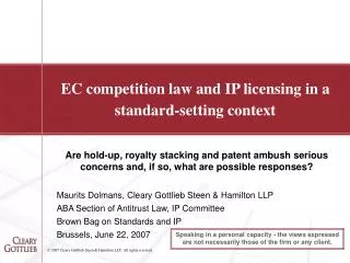 EC competition law and IP licensing in a standard-setting context