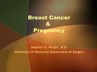 Breast Cancer &amp; Pregnancy